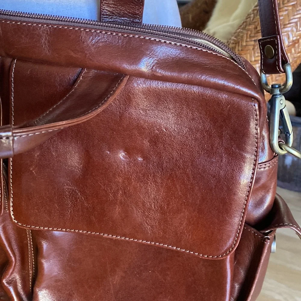 MAXWELL SCOTT LUXURY HANDCRAFTED IN ITALY CHESTNUT TAN MESSENGER BAG SHOULDER